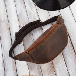 Hnědá vintage pánská kožená ledvinka Boran