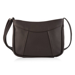 Tmavě hnědá dámská kožená crossbody kabelka Zafrina