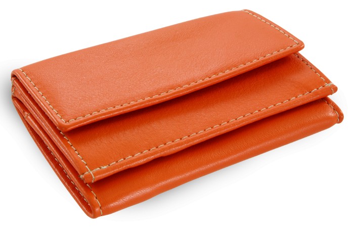 Oranžová kožená mini peněženka Athena