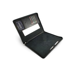 Černá manažerská zipová spisovka z pravé kůže Adolen