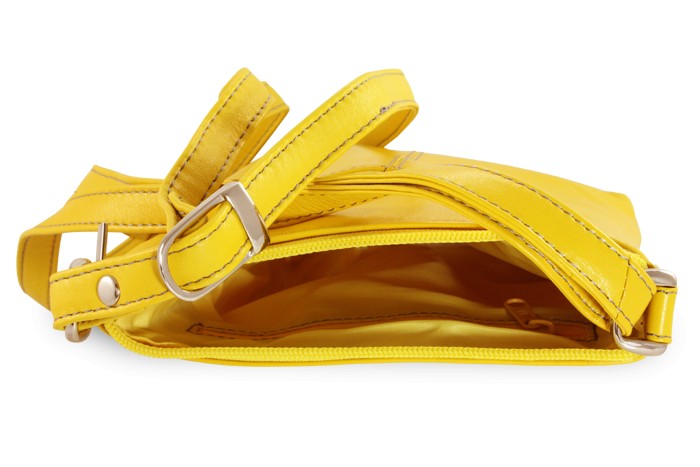 Žlutá kožená zipová minikabelka