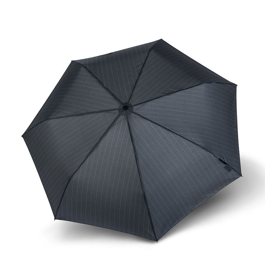 Černošedý pruhovaný plně automatický skládací pánský deštník Montague