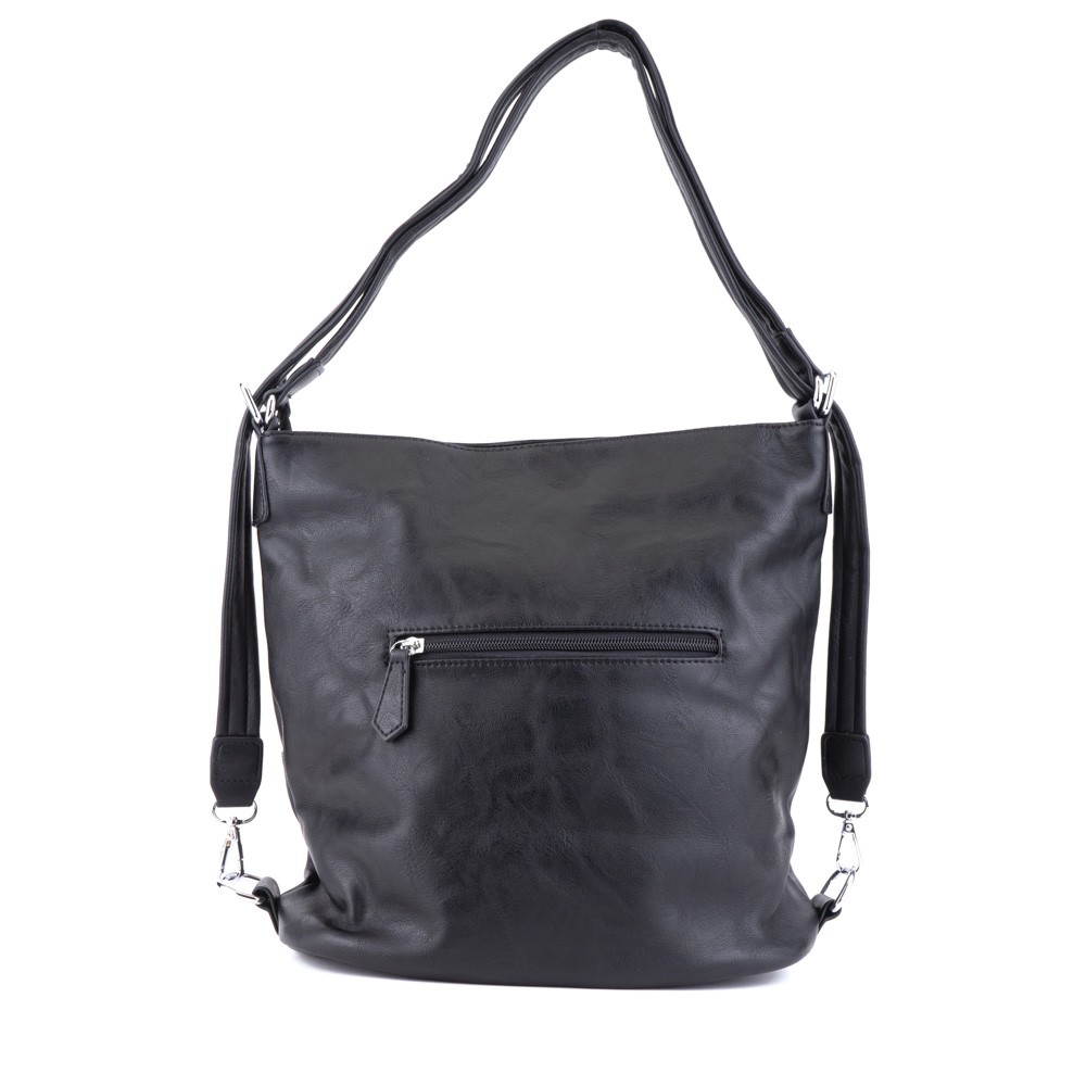 Černá dámská kombinace crossbody kabelky a batohu Sestie