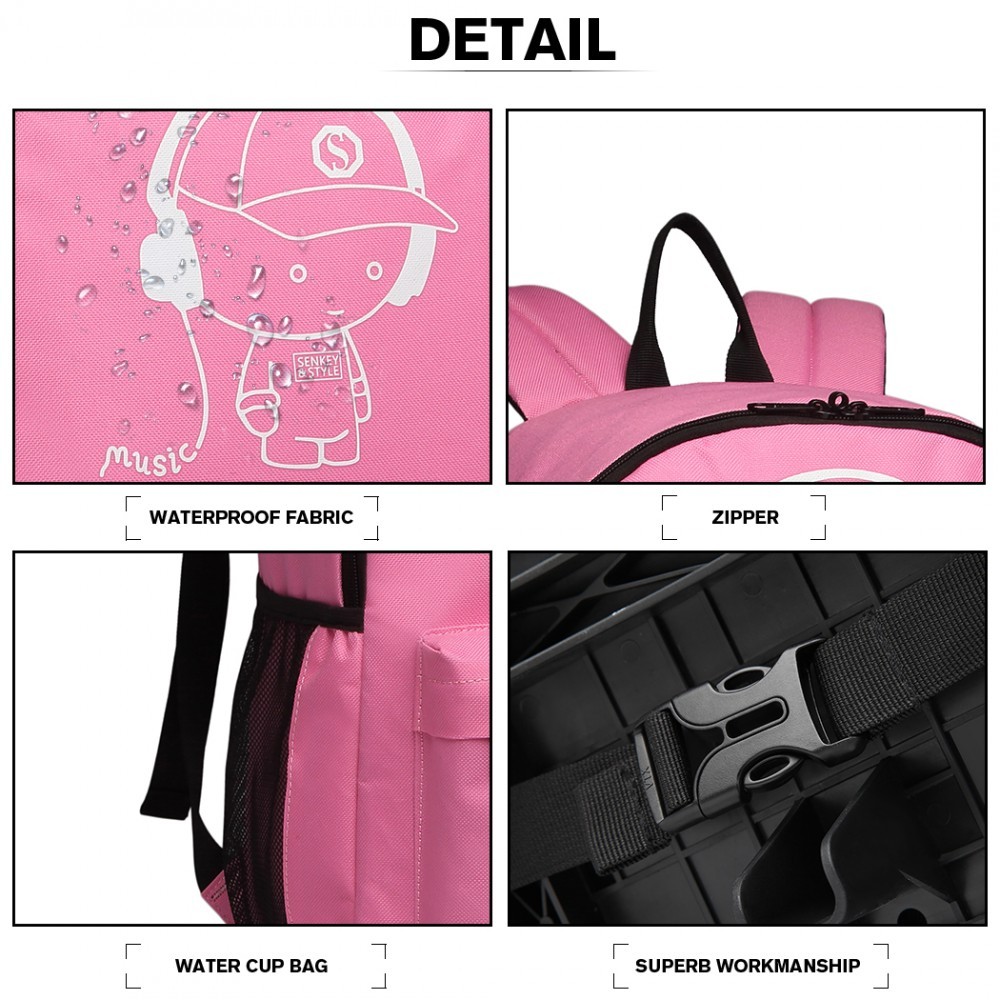 Růžový multifunkční zářící batoh na kolečkách Ziggy