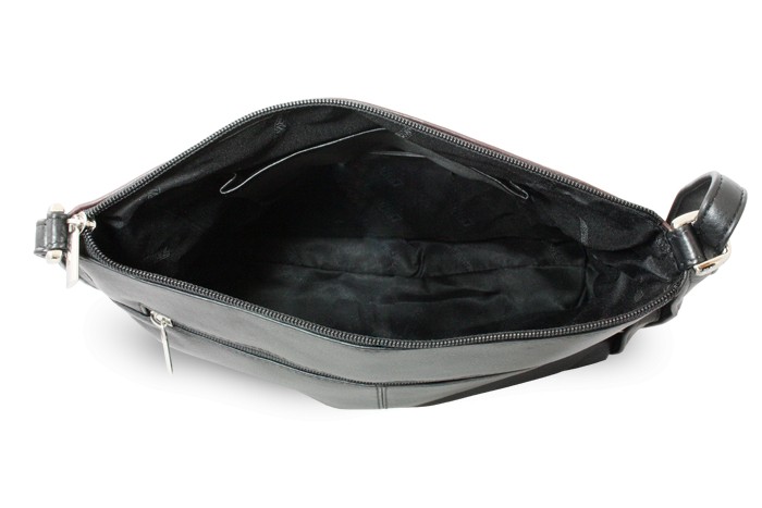 Hnědo černá dámská větší kožená crossbody kabelka Margaret