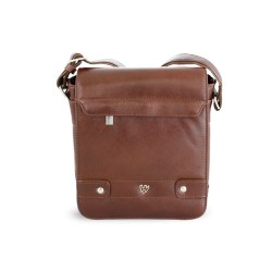 Hnědý pánský kožený crossbag s klopnou Callum