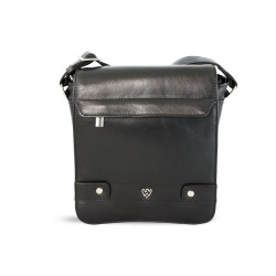 Černý pánský kožený crossbag s klopnou Callum