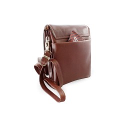 Hnědý velký kožený pánský crossbag Angela