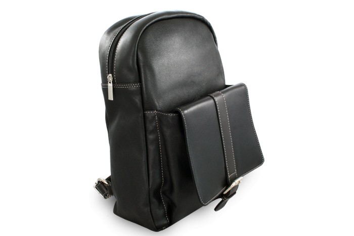 Černý kožený praktický batoh Fridlie