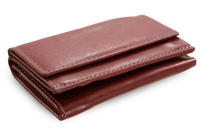 Vínově červená kožená mini peněženka Athena