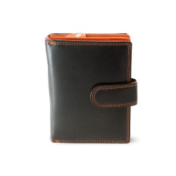 Černooranžová kožená peněženka se zápinkou Jennifer