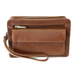 Hnědá kožená pánská dvouzipová etue Kayla