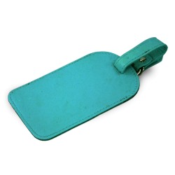 Světle modrá kožená visačka na zavazadlo Brienli