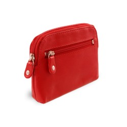 Červená dámská kožená etue s kroužkem na klíče Angie