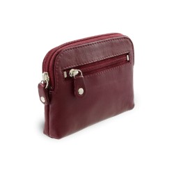 Vínová dámská kožená etue s kroužkem na klíče Angie