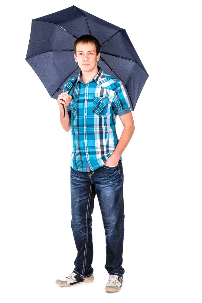 Šedý plně automatický skládací pánský deštník s kostkou Thiago