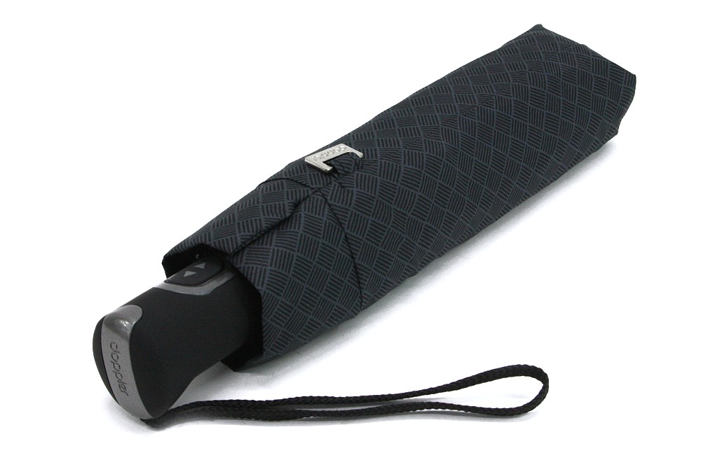 Šedý plně automatický skládací pánský deštník s čárkou Thiago