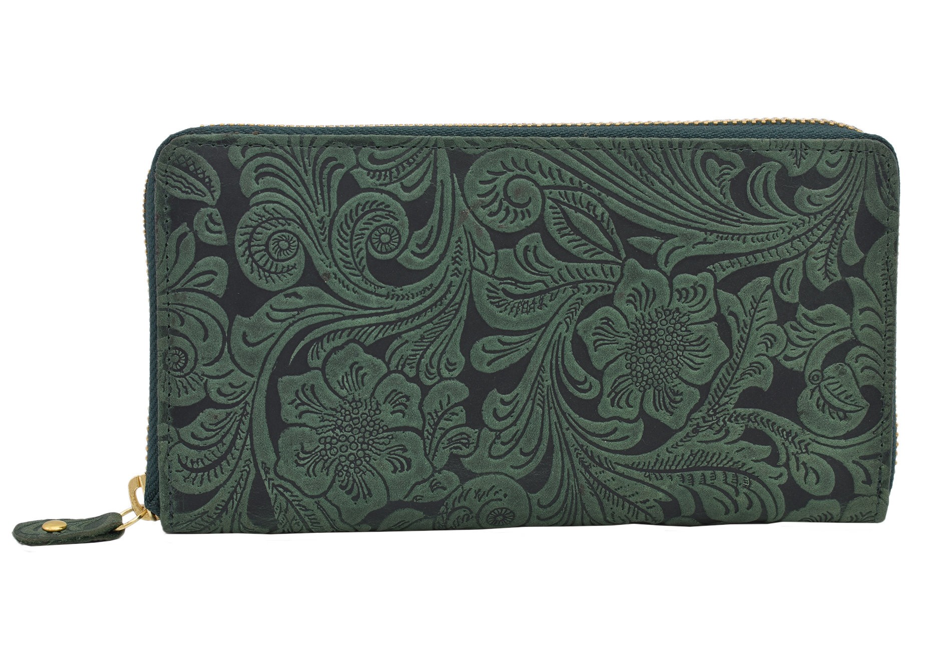 Zelená zipová dlouhá dámská peněženka Gardenia