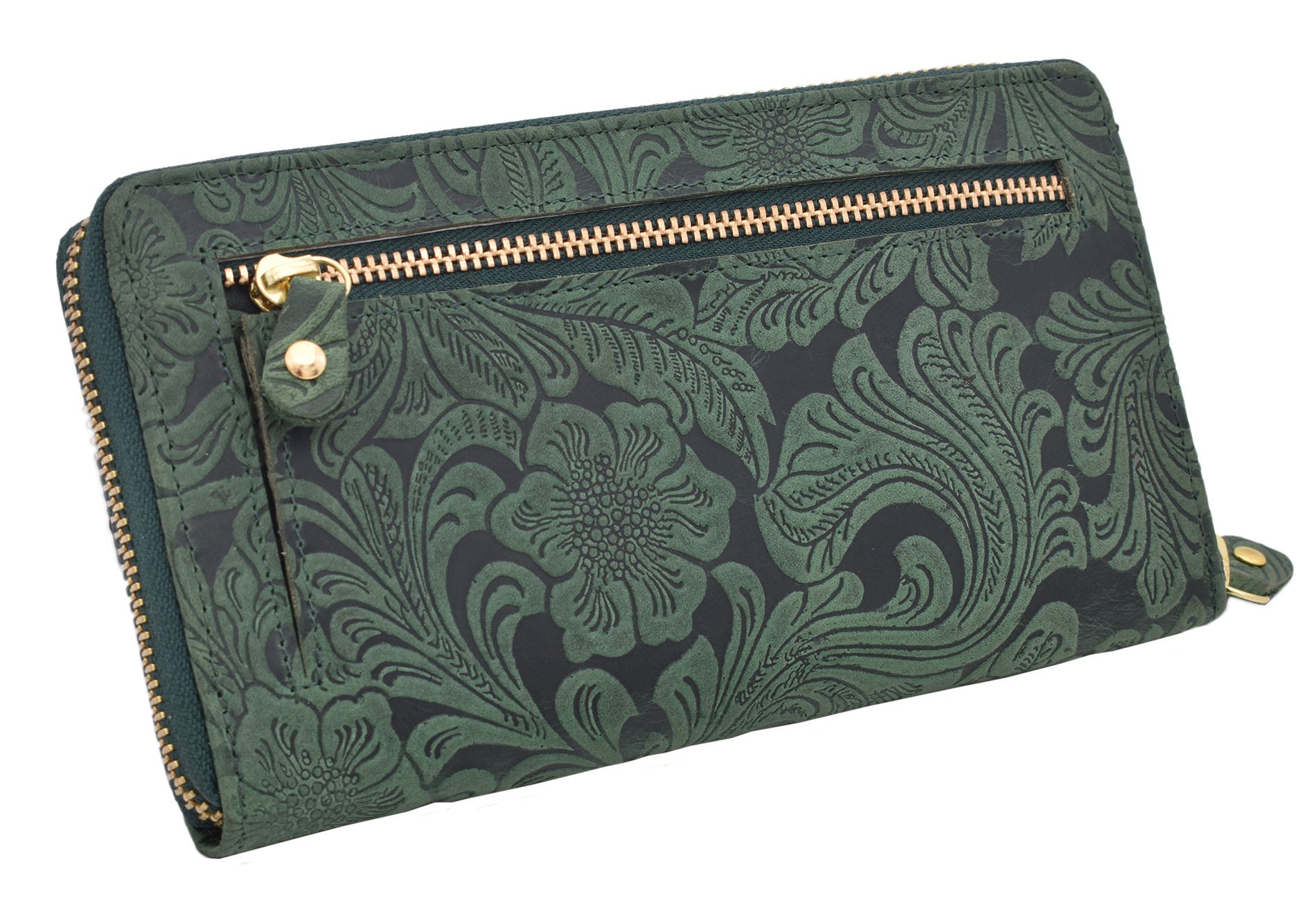 Zelená zipová dlouhá dámská peněženka Gardenia