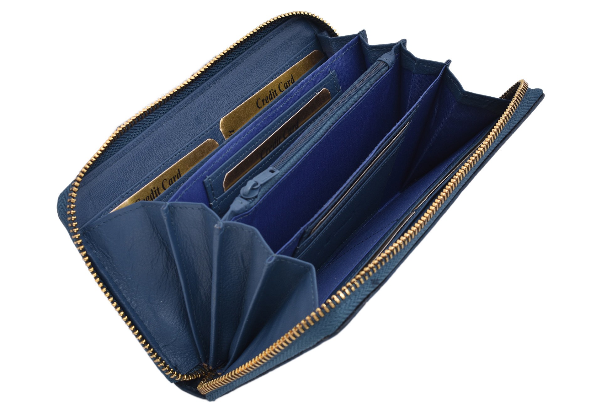 Modrá zipová dlouhá dámská peněženka Gardenia
