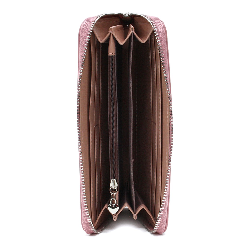 Růžová zipová dlouhá dámská peněženka Madalyn