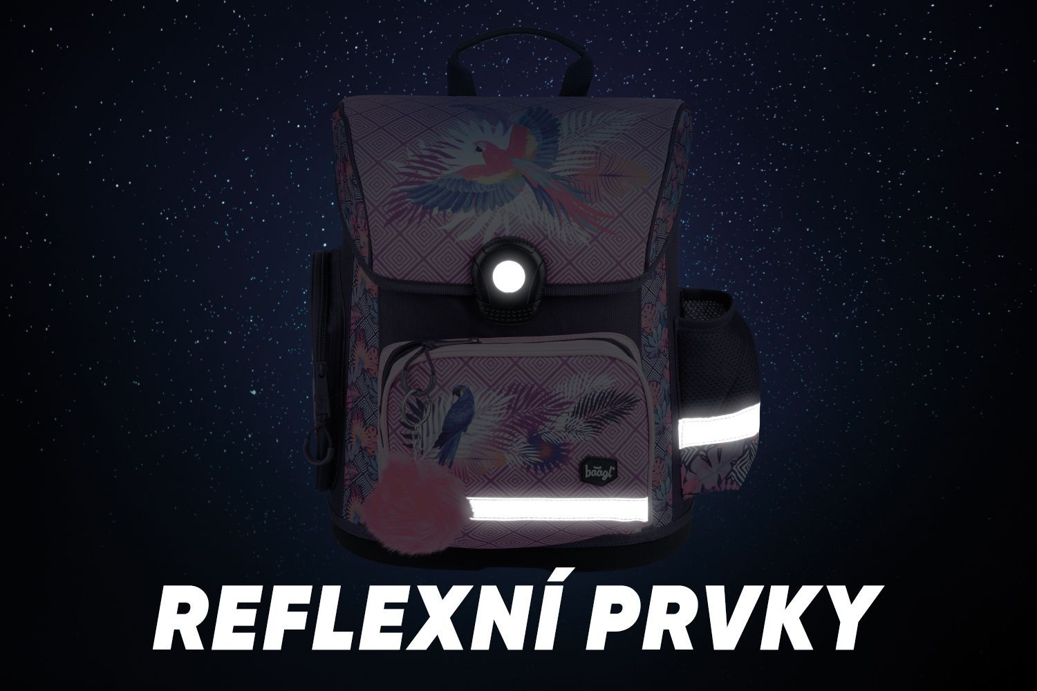 Klopnová voděodolná školní aktovka pro holky s motivem papouška Sloane