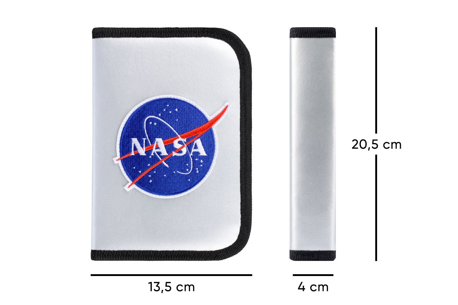 Stříbrný zipový školní penál pro kluky s motivem NASA