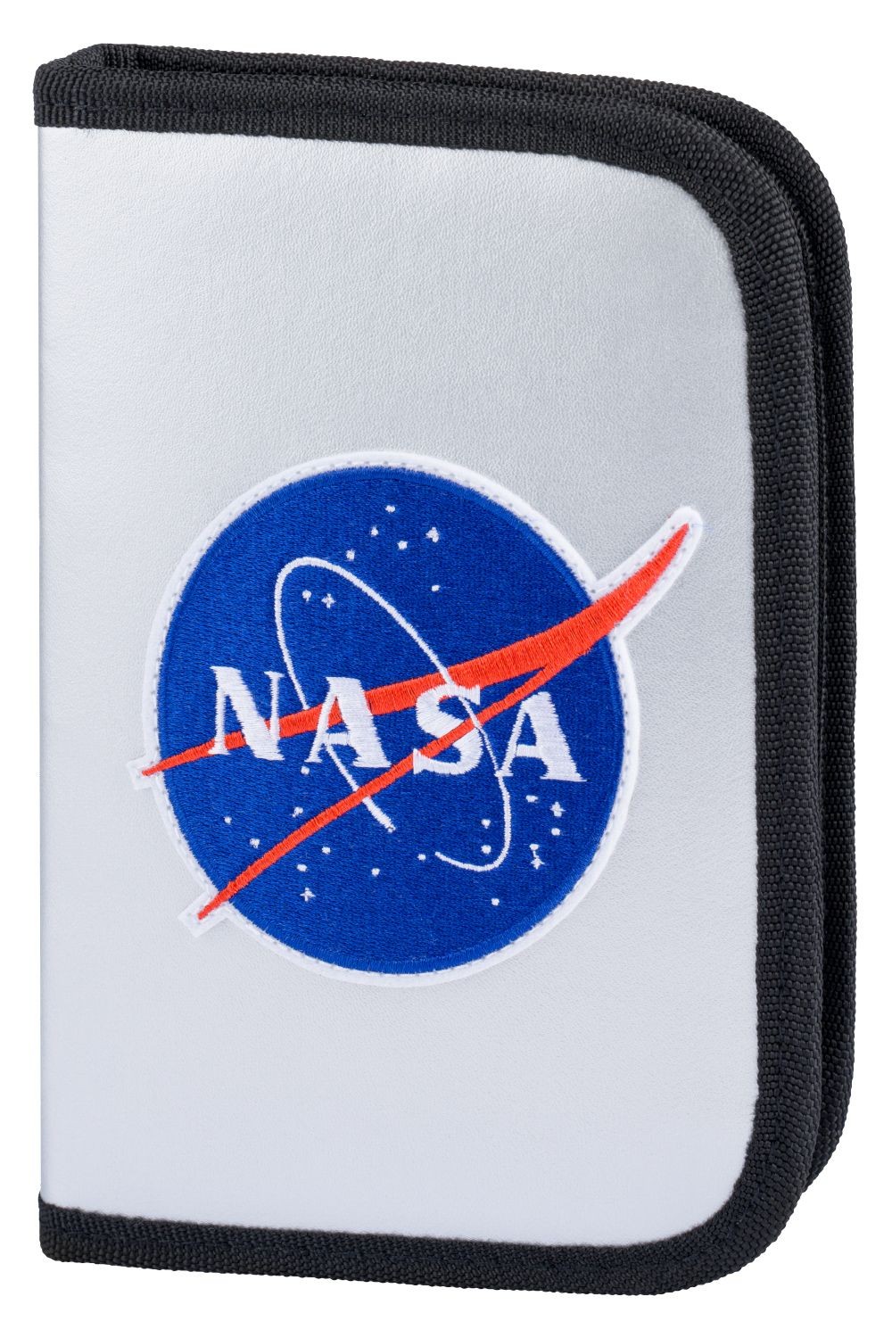 Stříbrný zipový školní penál pro kluky s motivem NASA