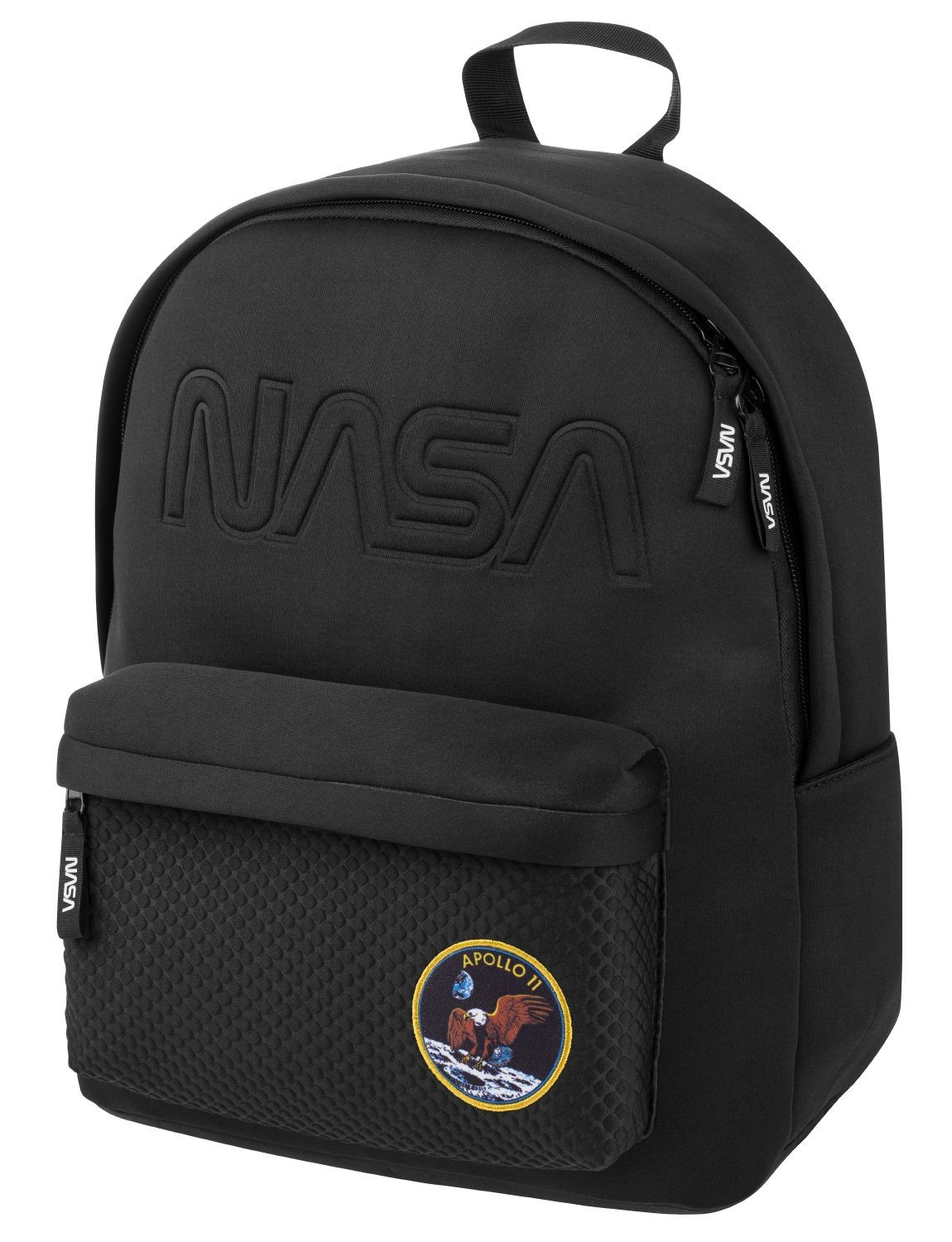 Černý zipový neoprenový školní batoh pro kluky s motivem NASA