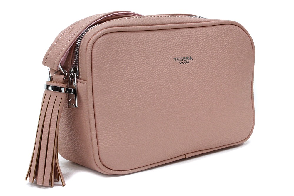 Růžová dvouzipová dámská crossbody kabelka Gabrielle