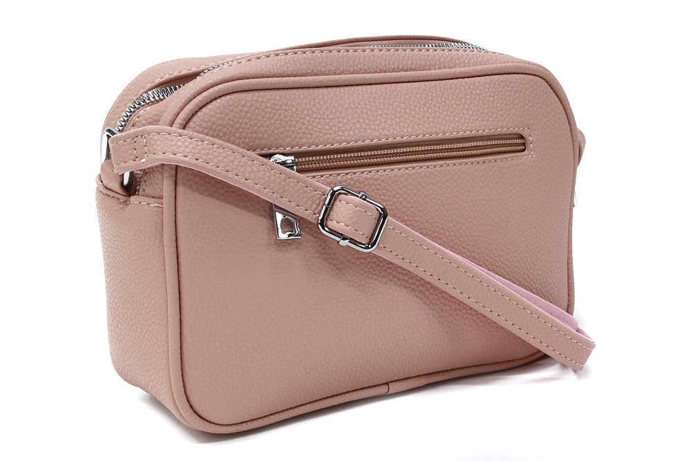 Růžová dvouzipová dámská crossbody kabelka Gabrielle