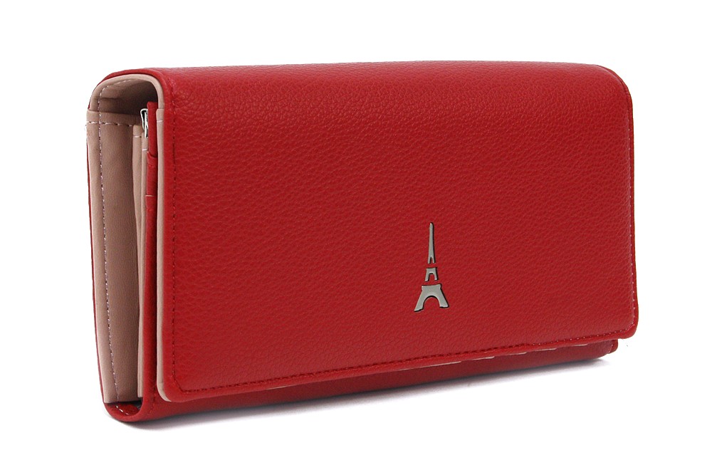 Červená klopnová dámská peněženka s rámem Reina