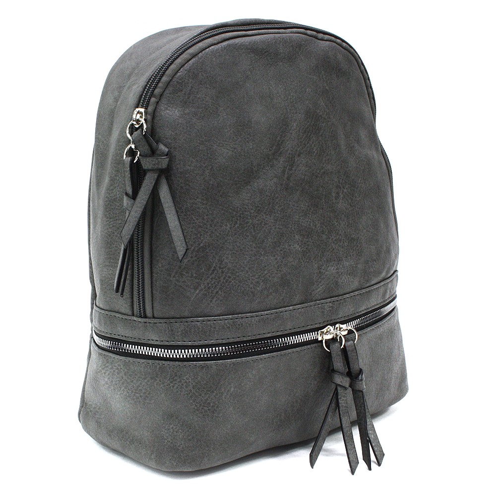 Tmavě šedý dámský elegantní zipový batoh Emely