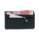 Černá klopnová kožená dámská peněženka se vzorem Amani
