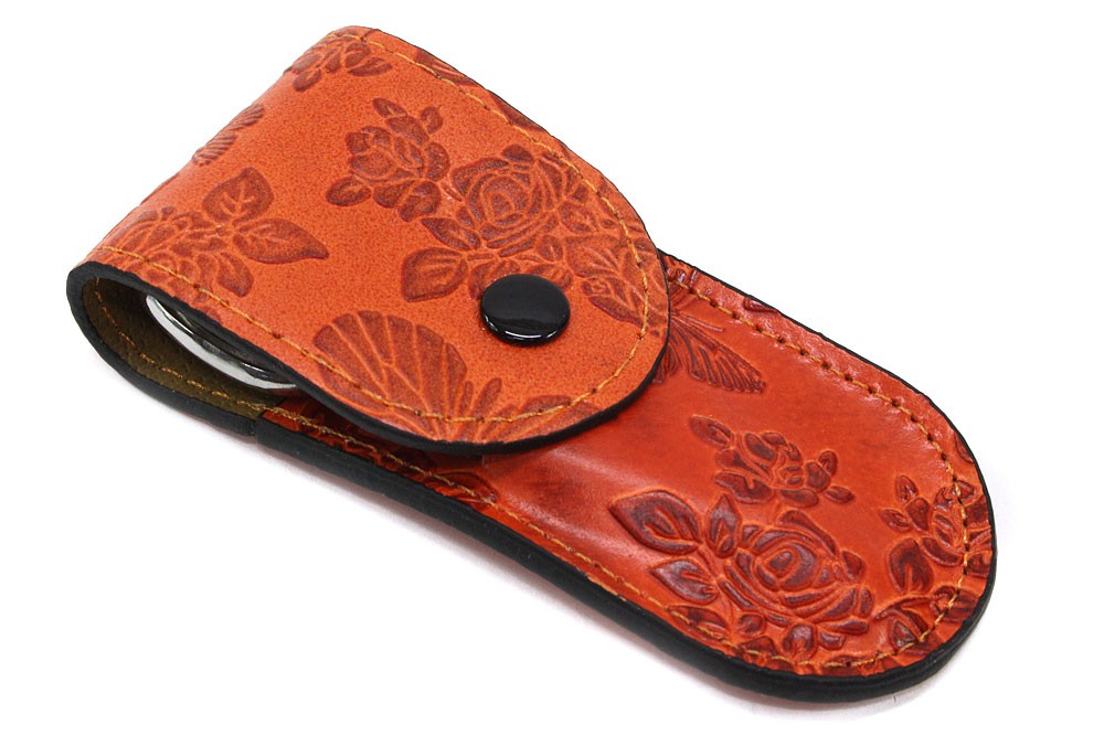 Oranžová cestovní kožená dámská manikúra se vzorem Hanriette