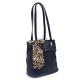Tmavě modrý stylový zipový dámský batoh/kabelka Leonelle