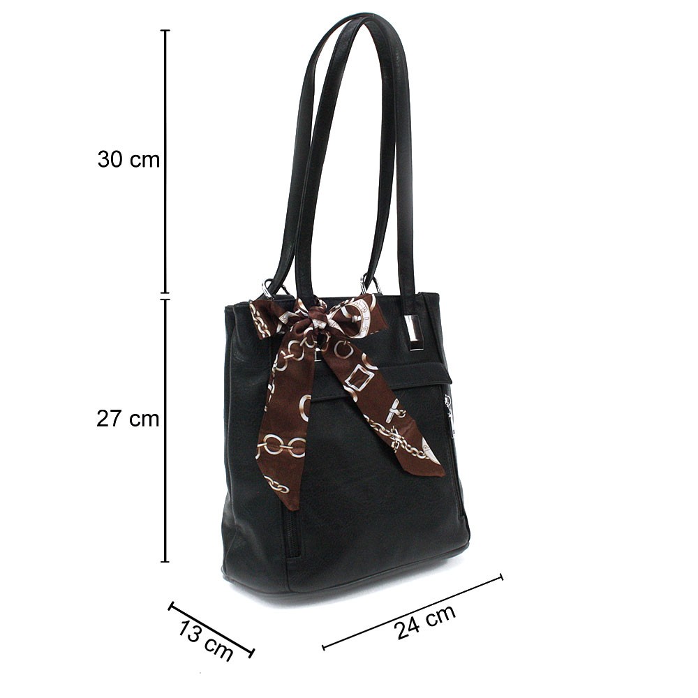 Černý stylový zipový dámský batoh/kabelka Leonelle