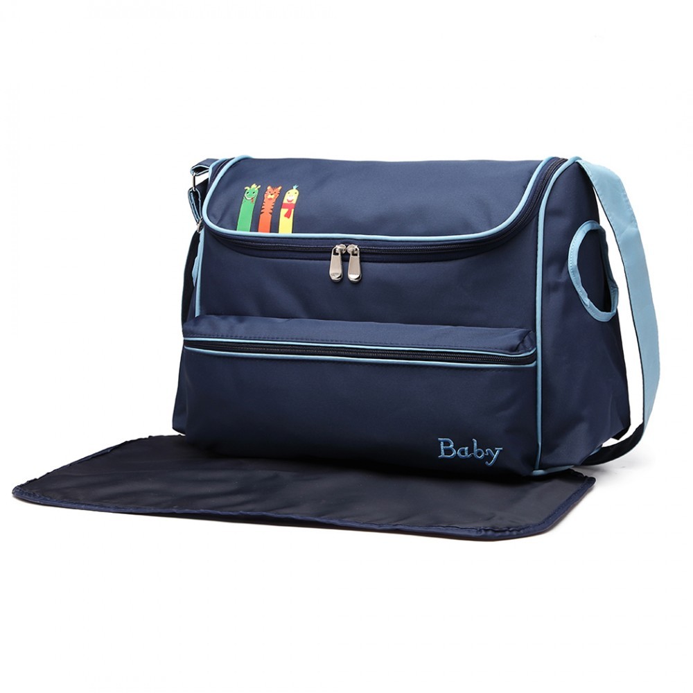 Tmavě modrá praktická přebalovací taška s obrázkem Buiron
