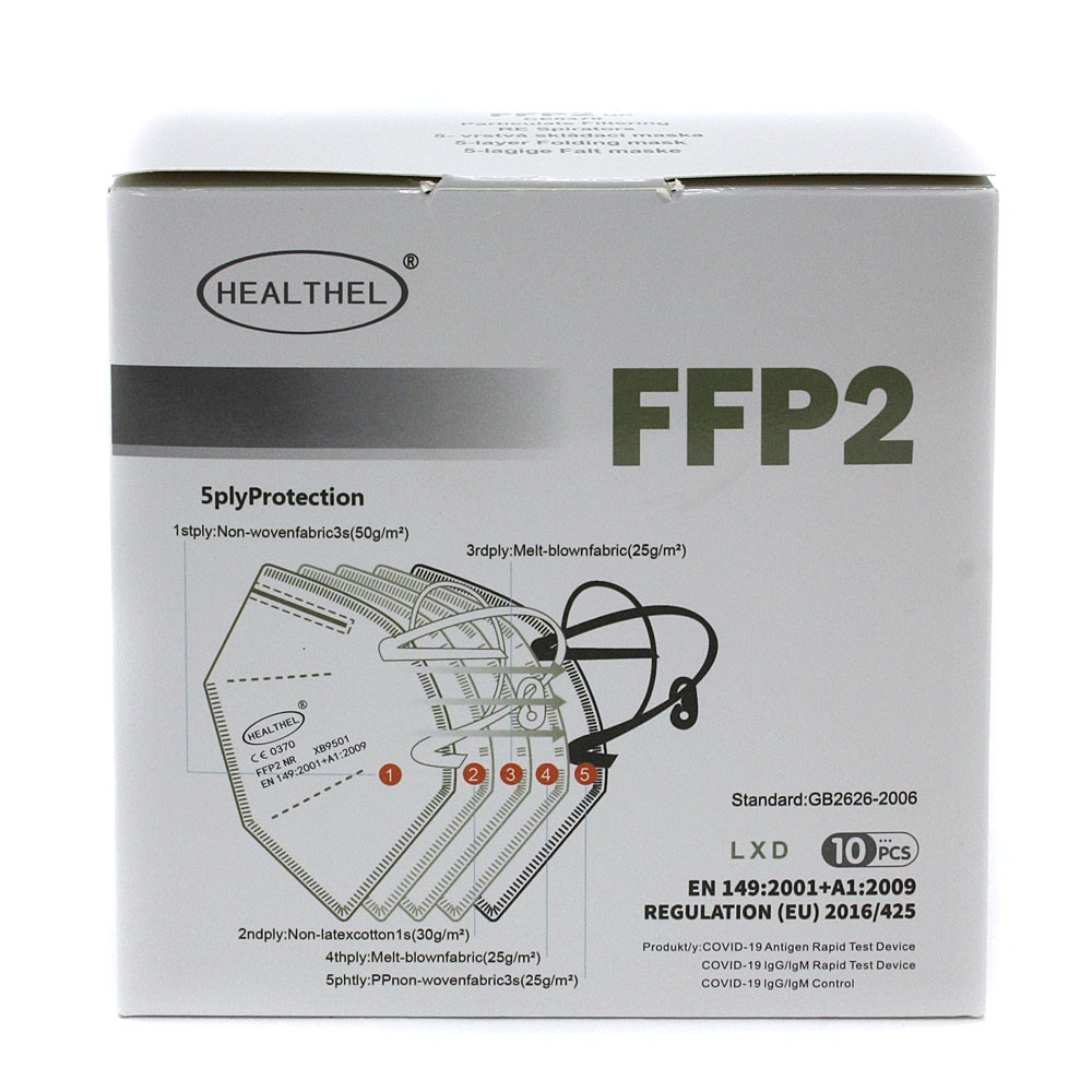 Šedá ochranná maska respirátor FFP2 - 10 kusů
