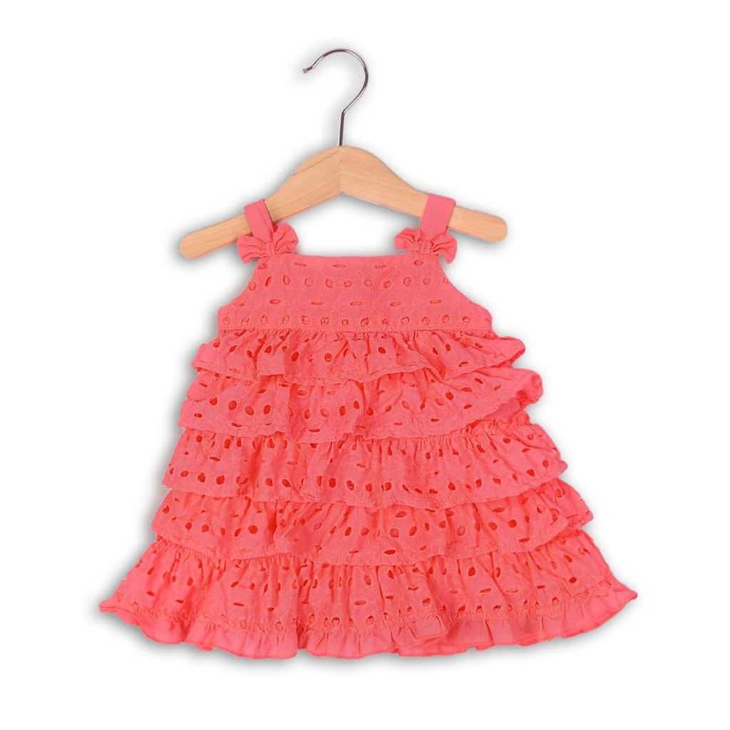 Růžové dívčí šaty s volánky Solja - velikost - 80/92, Velikost 86/92