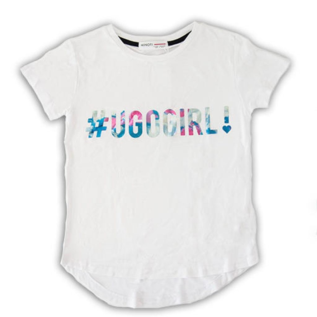 Bílé dívčí tričko s krátkým rukávem a nápisem Ugogirl - velikost 98 až 128