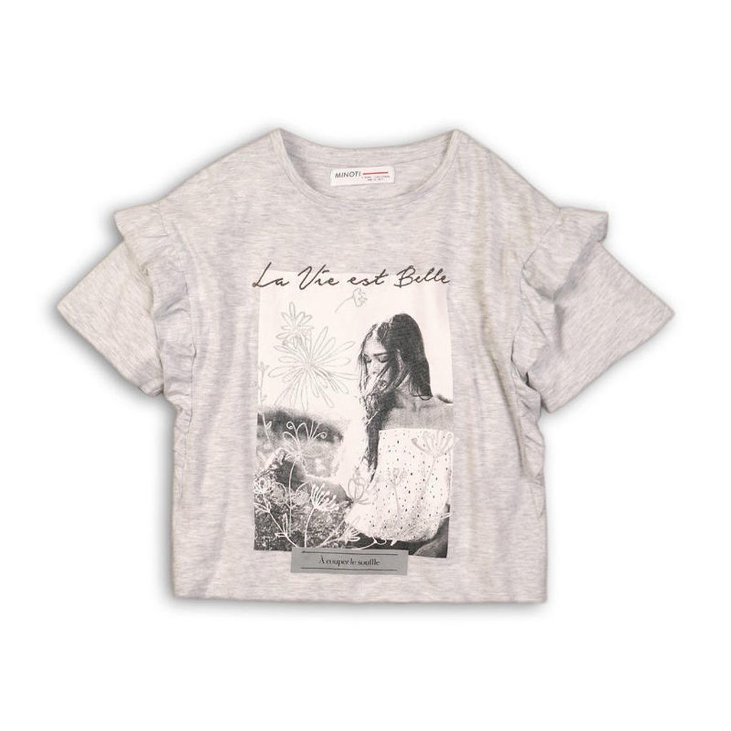 Světle šedé dívčí tričko s krátkým rukávem Callan - velikost 98 až 128