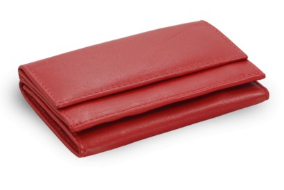 Červená kožená mini peněženka Athena