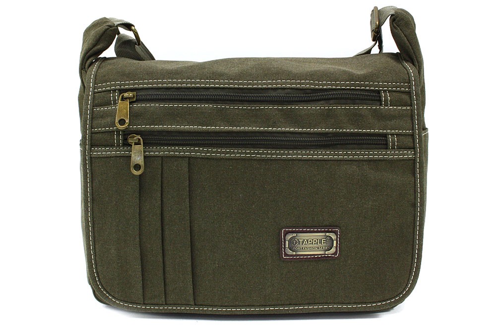 Zelenohnědá pánská látková crossbody taška Jionni