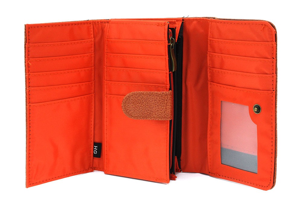 Oranžovohnědá dámská klopnová peněženka Hlasen