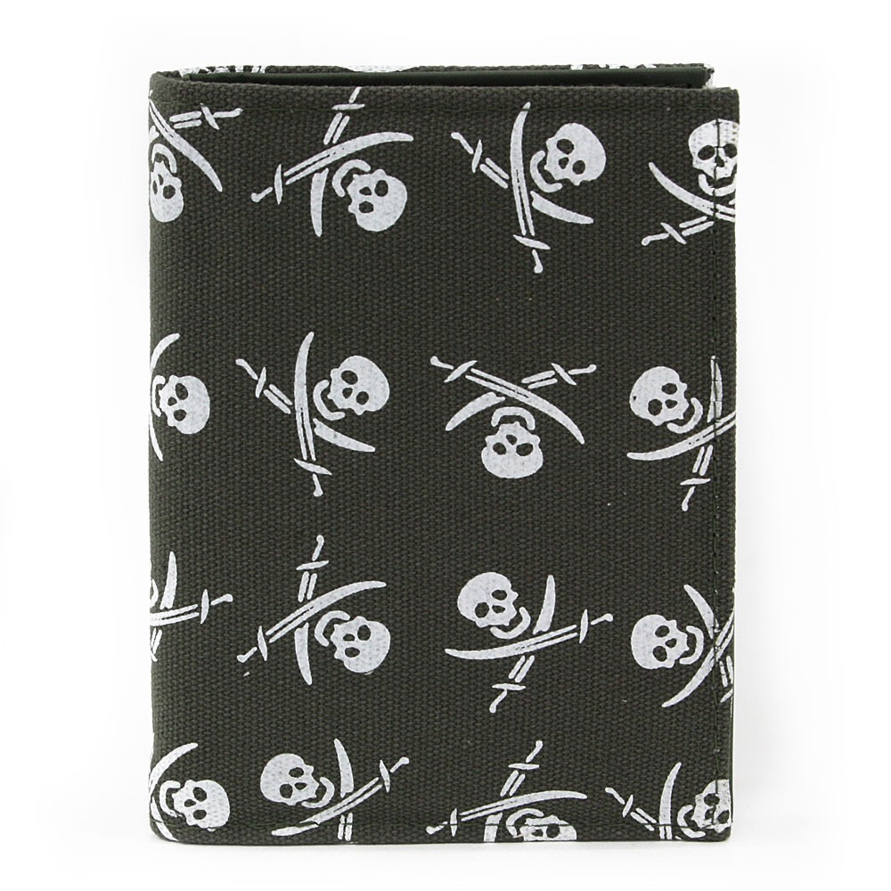 Khaki textilní peněženka s potiskem Skulls