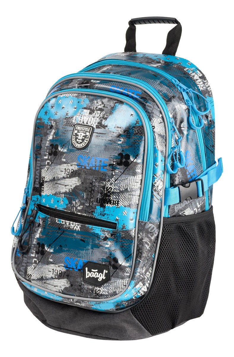 Šedomodrý zipový voděodolný školní batoh Larue