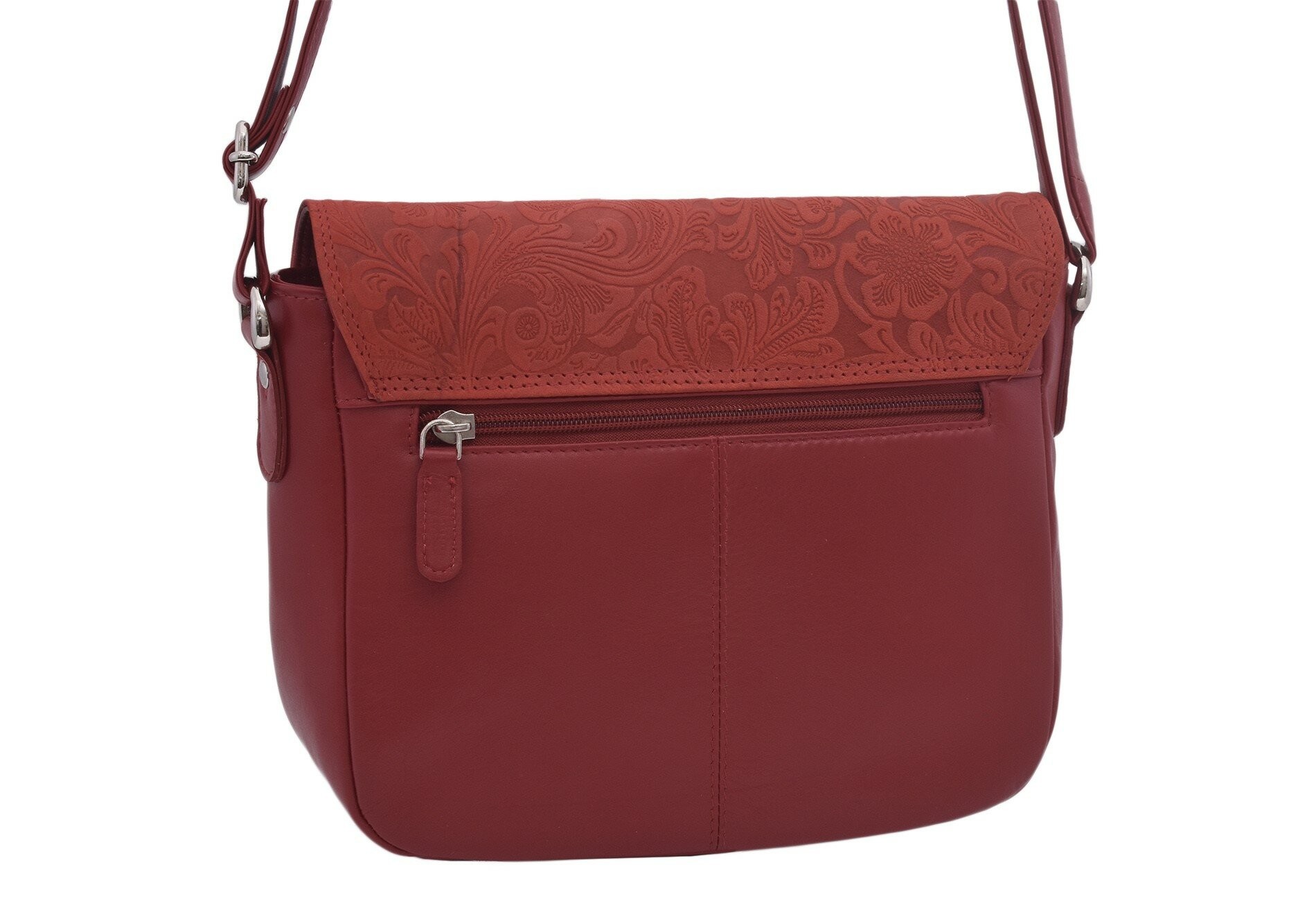 Červená dámská kožená klopnová crossbody kabelka Jordane