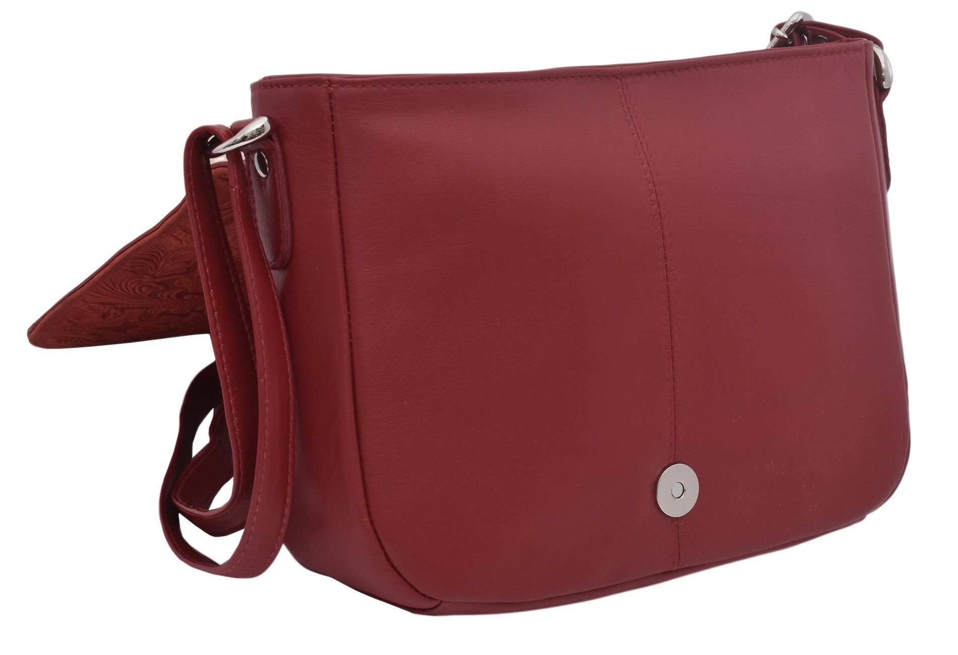 Červená dámská kožená klopnová crossbody kabelka Jordane