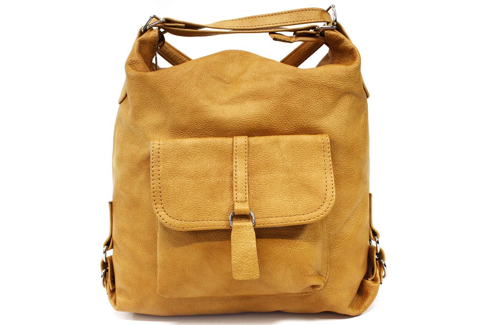 Žlutá dámská kabelka s kombinací batohu Jawell